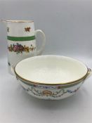 A Coalport Jug and a Harrods two handled bowl.