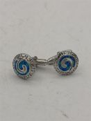 A Pair of silver and enamel Tiffany style cufflinks