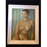 An oil on board 'Nude' by R. Strachan signed bottom right R.Strachan 58