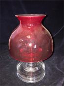 A red glass candle holder