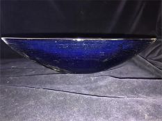 A Blue Ribbed glass vase or fruit bowl