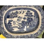 A Staffordshire blue and white platter