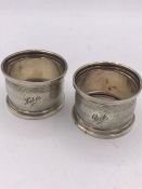 Two silver napkin rings