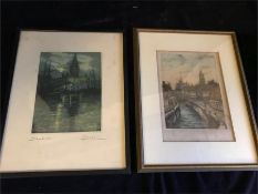 Two Aquatint etchings by Lucien Dasselborne (1873-1962)