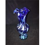 A blue glass vase