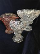 A selection of three glass vases