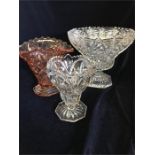 A selection of three glass vases