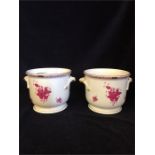 Two Herend of Hungary china flower pots, hand painted, 7213/AP