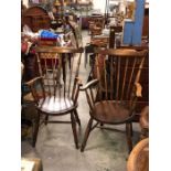 A Pair of fireside oak armchairs