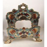 19th Century French Bronze Champleve Enamel porte letter or holder 13cm high