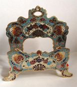 19th Century French Bronze Champleve Enamel porte letter or holder 13cm high