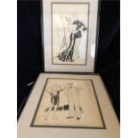 A Pair of Helen Mckie original pen and ink drawings