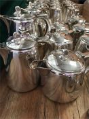 A large selection of silver plated tea pots