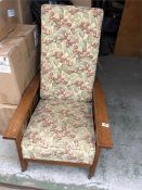 An Arts and Crafts Plantation style chair on castors