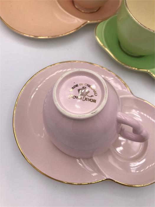 Three Crown Devon set of three tea cups and saucers