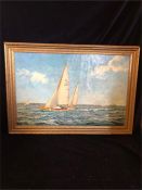 An oil on canvas of Sailing on the Solent