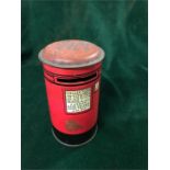 A Tin post box moneybox 'National Savings'.