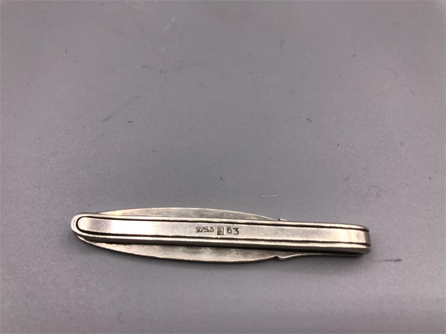 An art Deco Georg Jensen Sterling Silver Tie Bar designed by Arno Malinowski stamped Makers Mark for