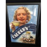 A Vintage Cadbury French Hot Chocolate advertising poster framed.