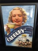 A Vintage Cadbury French Hot Chocolate advertising poster framed.