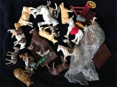 A selection of Vintage toy farm animals.