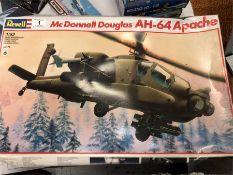 A selection of three Revell models to include AH-64 Appache and two B-2 ATB Stealth Bomber