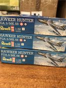 Three Hawker Hunter Revell planes