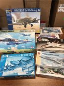 A selection of nine aircraft models to include Airfix, Revell and Tamyia