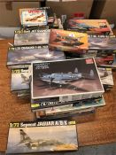 A large selection of 35 military aircraft models by a variety of makers to include Heller and