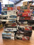 A selection of model kits, twenty one in total from various makers