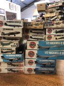 A selection of Airfix model kits for military aircraft, eighteen in total