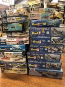 Assorted model kits of military aircraft twenty in total