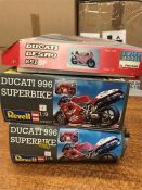 Two Revell and one Protar model of Ducati motorbikes.