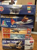 Five large military plane models