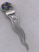 A Large silver bookmark with millefiori finial.