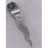 A Large silver bookmark with millefiori finial.