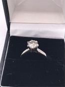 A 14ct White gold single stone brilliant cut diamond ring of 1CT