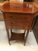 A mahogany work box or side table with faux drawers