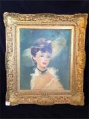 An oil on canvas portrait of a French lady signed bottom right Reverberi