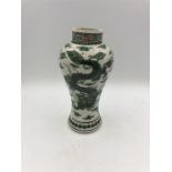 A Japanese green vase with Dragon decoration