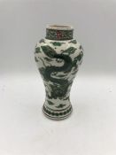 A Japanese green vase with Dragon decoration