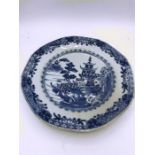 Three 18th Century Chinese plates, with similar blue and white design