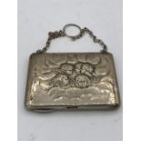 A Ladies hallmarked silver purse or bag, no liner, makers mark SB, Birmingham.