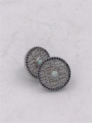 A Pair of silver CZ and Opal set cuff links