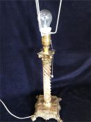 A Marble and gilt pillar lamp base