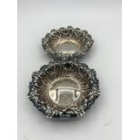 A pair of two small hallmarked silver pin dishes.