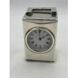 Early 20th century solid silver miniature clock and enamel white dial London hallmarked for