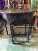 A Hall table with drawer with barley twist legs