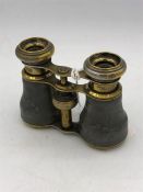 French Opera glasses in brass with embossed Vintage leather mounts