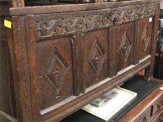 A carved oak chest